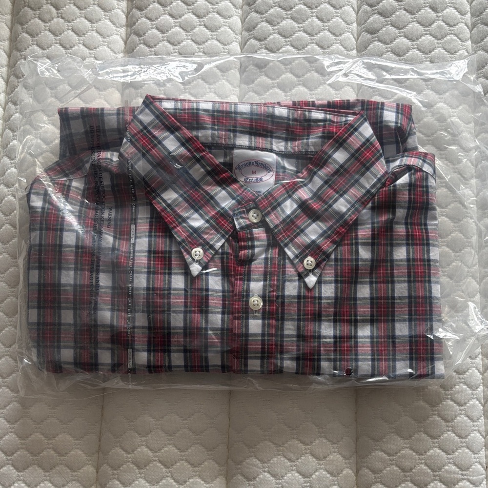 Brooks Brothers Red and Black Plaid Casual Shirt